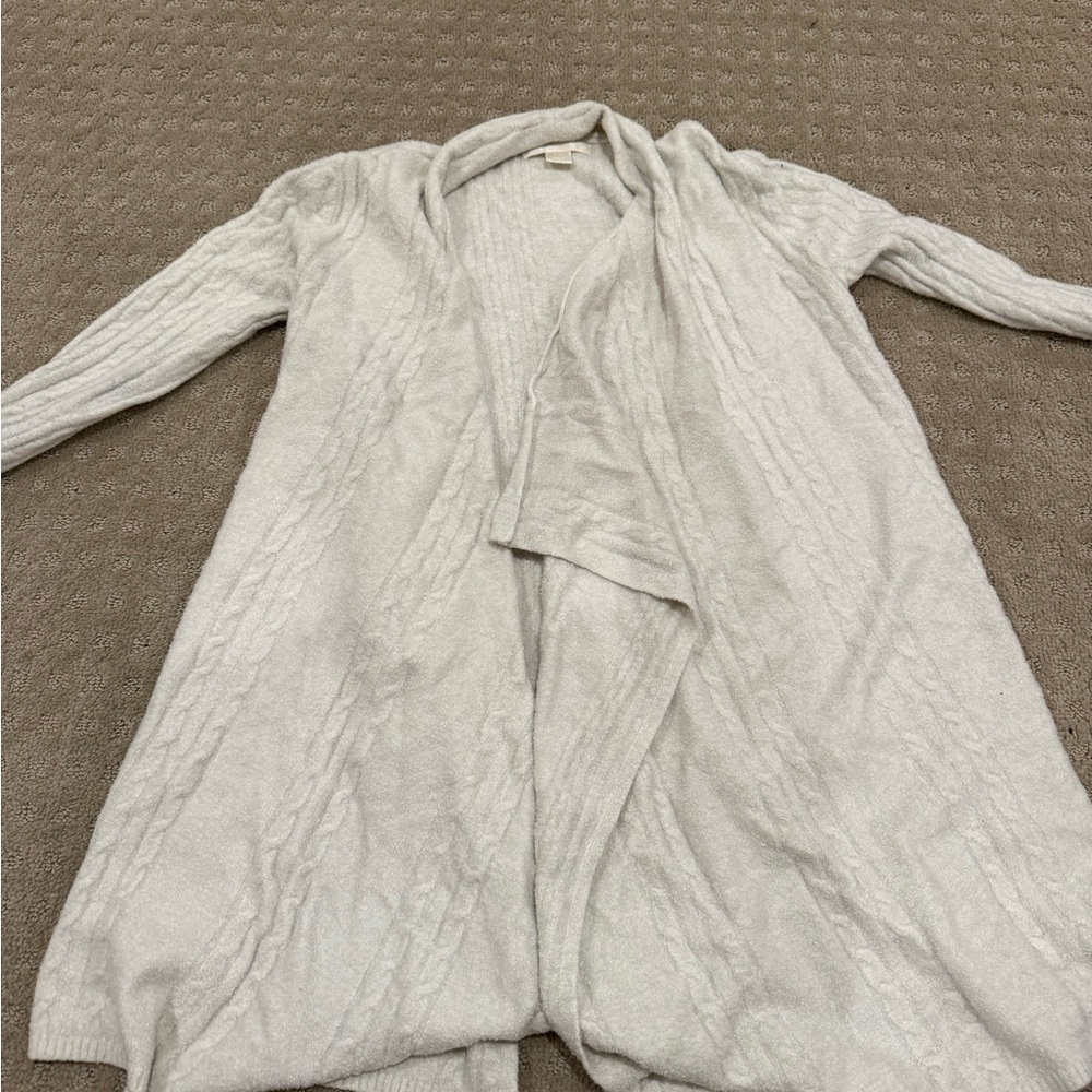 Barefoot Dreams Cozy Cream Textured Open Cardigan